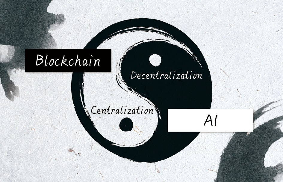 A black and white, award-winning logo representing blockchain decentralization.