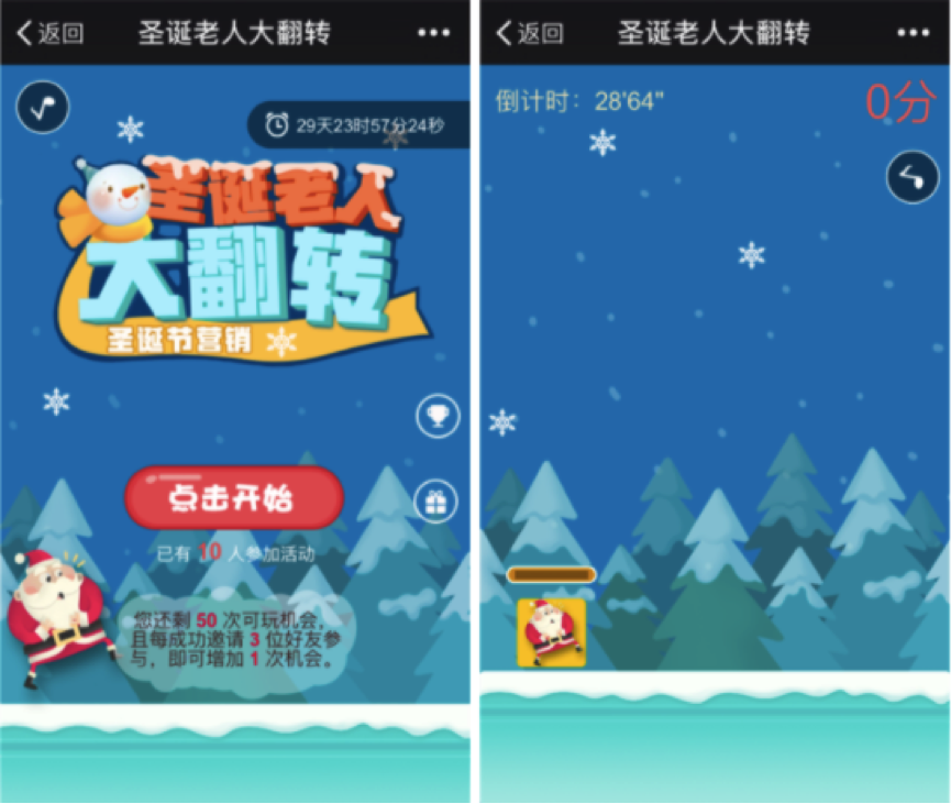 A phone screen game featuring a Chinese Santa Claus, popular in Hong Kong.