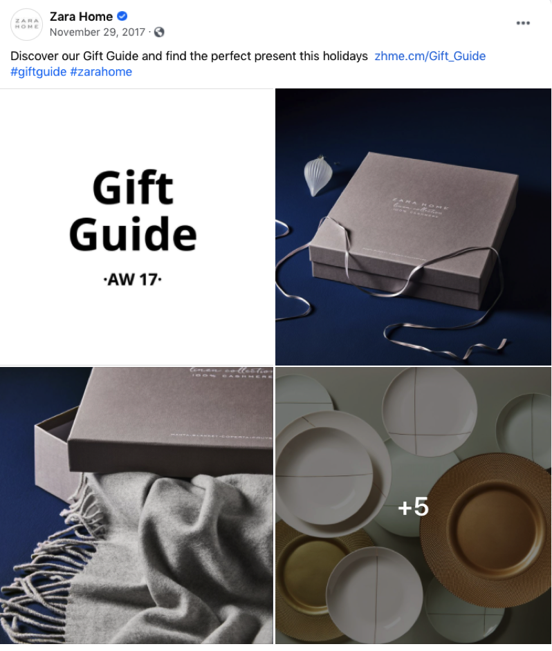 Zoe Hudson's award-winning digital marketing gift guide on Facebook.