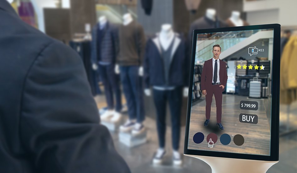 A mannequin captures the attention of a man in an award-winning store display.